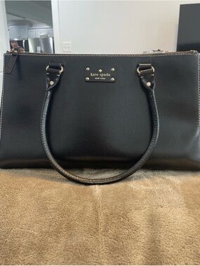 kate spade Black Leather Satchel with Gold Hardware